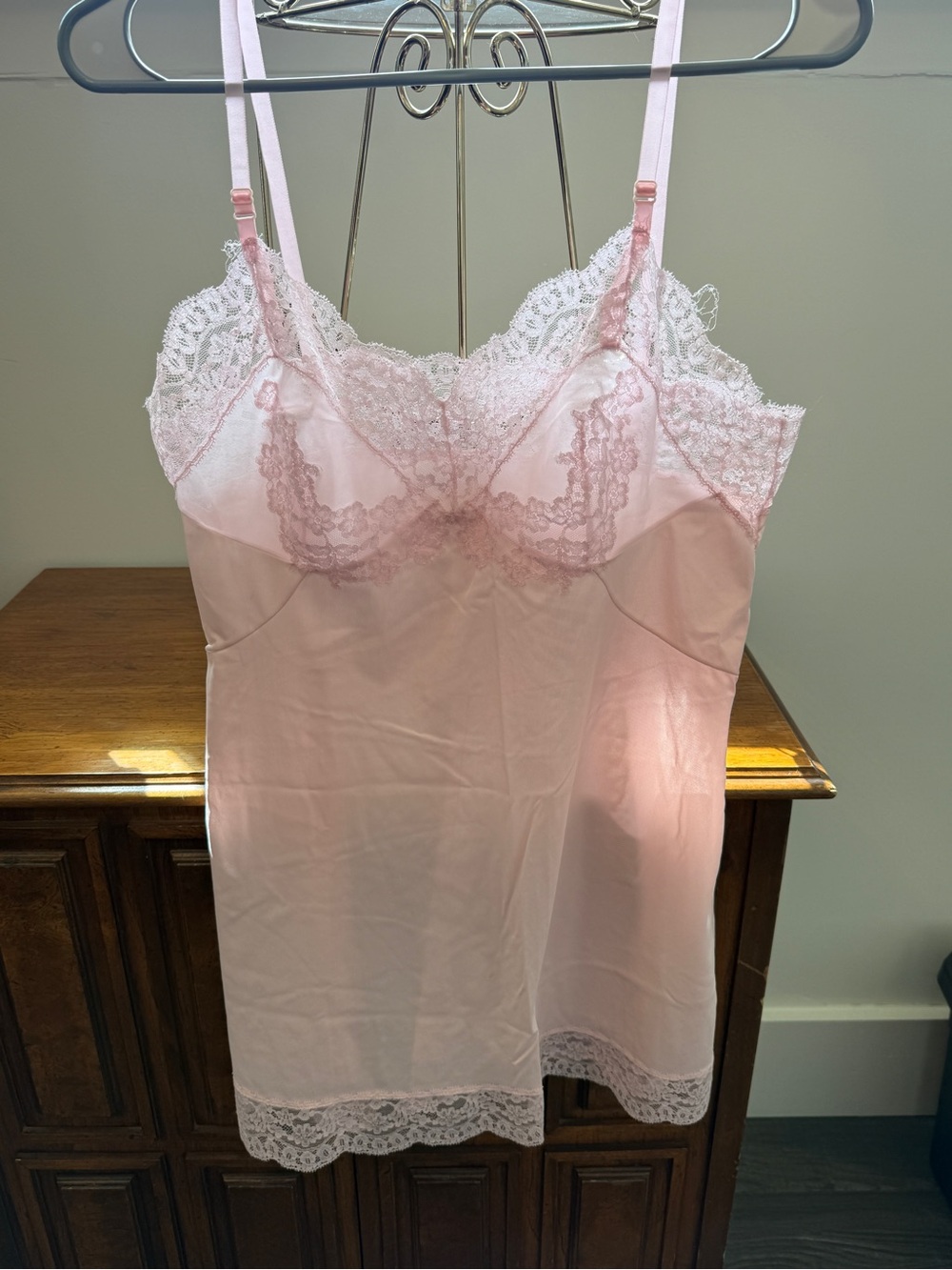 Vintage 1960’s- Vassarette- Women's Pink Lace Slip Dress